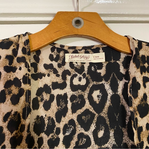 Faded Glory leopard print cardigan with fringe size S - Picture 3 of 3